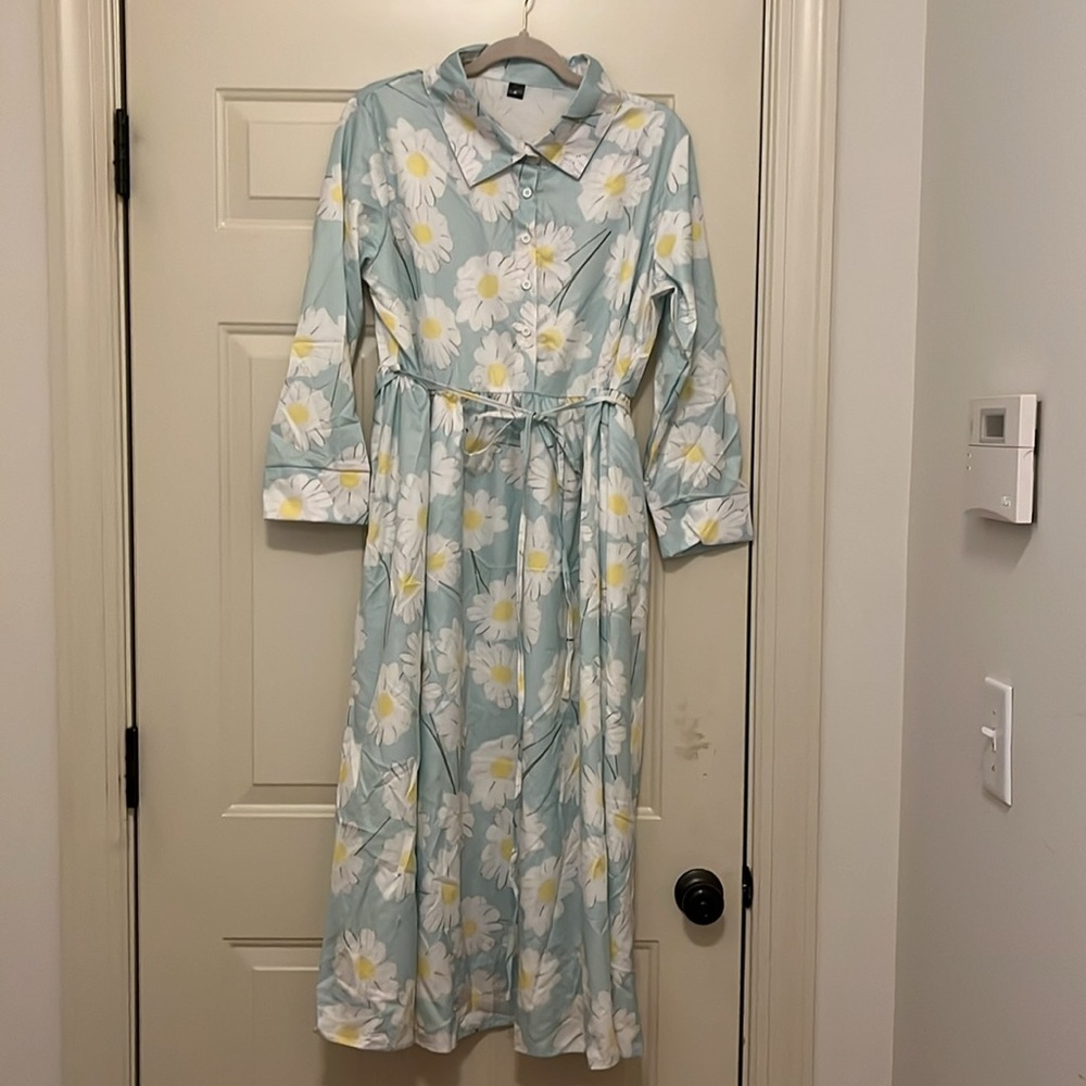 Floral Midi Waist-defined Shirt Dress/NWOT/XL - Picture 5 of 16